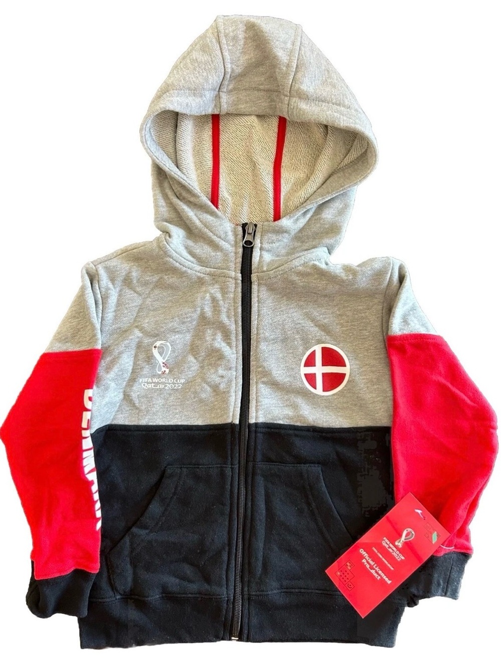 FIFA Licensed Soccer World Cup Team Denmark Hoodie Sweatshirt Small 4 Full Zip